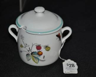 Royal Worcester Strawberry Fair Porcelain Sugar Bowl With Lid and Two Handles is the Essence of Charming. (4.5" x 3"W x 4"H), $28.