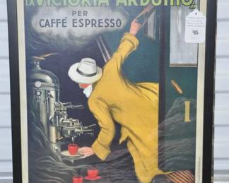 Framed Poster, "La Victoria Arduino Per Caffe Espresso", 17" x 23", ($65).