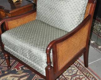 Side View of the Fabulous Baker "Milling Road" Cane Accent Arm Chair