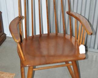 Who Doesn't Love a Classic Rocker with a Mid Century Twist?  This Spindle Back Maple Rocker is Designed by Russel Wright and Made by Conant Ball, ($450).