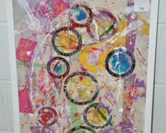 Marc Garrison, Birmingham Artist, “Red Circle Collage” Mixed Media Acrylic on Board. Titled and Signed in Verso, 17” x 23” ($225)