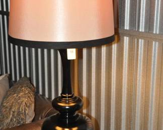 Wonderful 33” Black Pillar Lamp with Decorative Ribbon Shade, Two Available ($125 Each) 