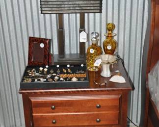 This High Quality Canadian Made Morigeau-Lepine 2-Drawer Side Table is an Excellent Addition to Any Bedroom Set (24.5" H) and is Shown with Fantastic Accessories.