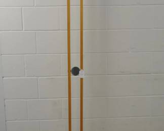 Vintage Robert Abbey Halogen Torchiere Floor Lamp, Maple with Chrome Center Disk and Black Metal Globe and Base, 16”H ($295)