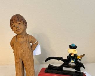 Vintage Lee Bortin Clay Statue and Paul Revere Nut Cracker