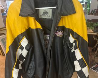Vintage Burk's Bay leather powerboat racing jacket  Size L