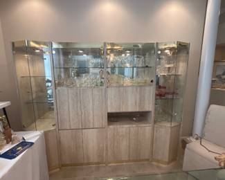 Wall unit display, 8'4" x 21" x 78"