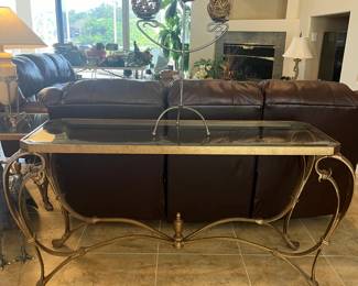 Metal and glass sofa table