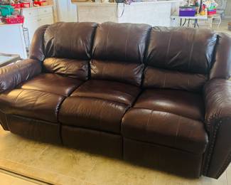 Pair of matching Lane leather reclining sofas 