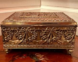 Vintage Embossed Brass Box