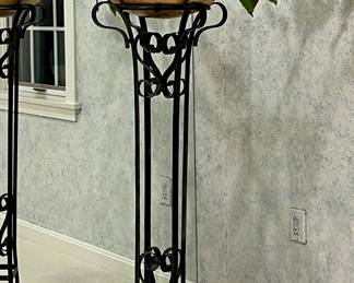 Tall Iron Plant Stand with Figural Head Planter