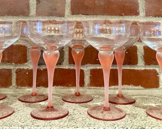 (8) Mikasa Sea Mist Coral Coupe Glasses