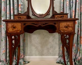 Antique Marble Top Vanity with Inlay Design