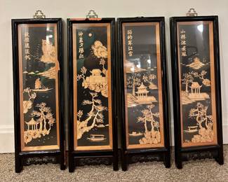Vintage Chinese Cork 3-D Diorama Panels