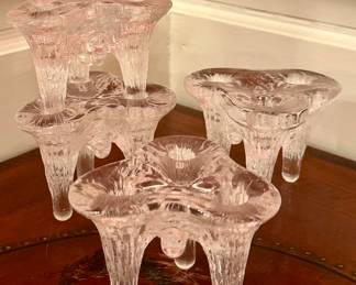 Vintage Kosta Boda Glass Icicle Candlestick Holders