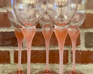(5) Mikasa Sea Mist Coral Wine Glasses