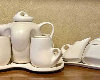 Peter Saenger Art Pottery Tea Set, Signed- made famous in an episode of Star Trek