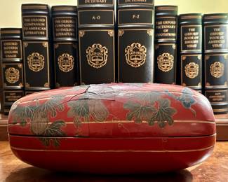 Japanese Red Lacquer Incense Box