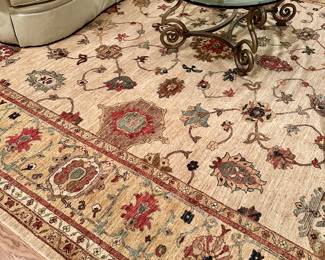 Wool Rug (beige, maroon, blue) - approx. 12' x 15'