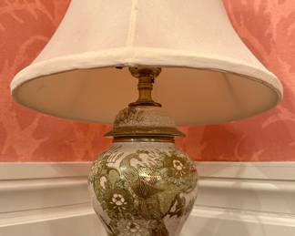 Enamel Table Lamp with Peacock