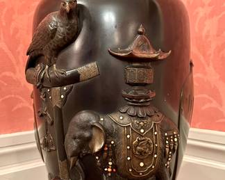 Gorgeous Japanese Bronze Vase with Genryusai Seiya Stamp