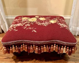 Vintage Needlepoint Foot Stool