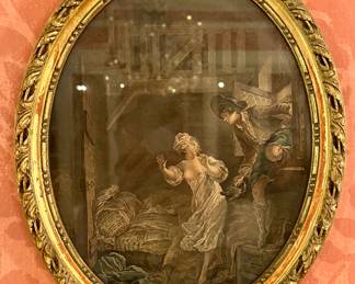 Antique French Lover's Scene, Framed