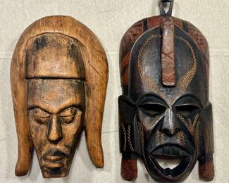 (2) Carved Tribal Masks