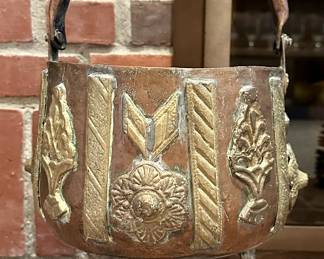 Heavy Copper and Brass Kindling Bucket