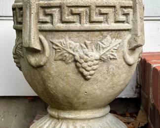 (2) Cement Planters with Greek Key