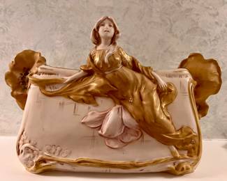 Royal Dux Bohemia Figural Art Nouveau Amphora Jardiniere