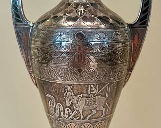 detail - Antique French Silver Egyptian Style Vase