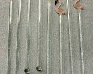 (8) Glass Flamingo Stirrers