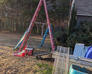 Ladders, wagon, shelves, Truck tool box and more 