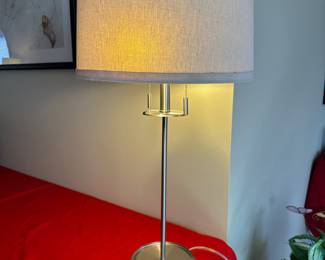 Modern Brushed Metal Pull String Table Lamp