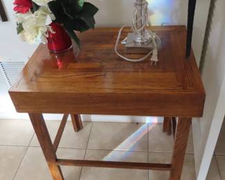 Solid wood end table.