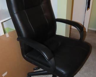 Black leather desk chair.