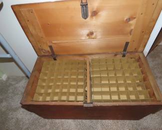 Antique storage crate for eggs.
