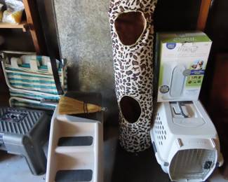 Pet stairs, cat tunnel, pet carriers.