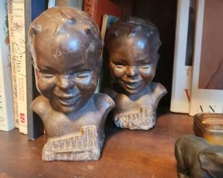 Vintage baby head bookends