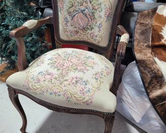Vintage needlepoint side chair