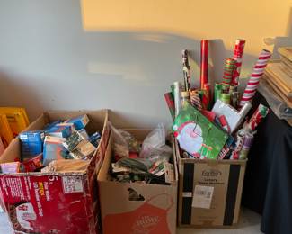 Christmas lights, trees, and wrapping paper