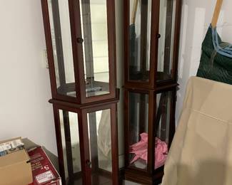 Two mirror backed etageres 