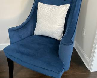 Midcentury modern blue wingback chair