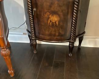 Bombay Company side chest with barley twist framing and hand painted design.