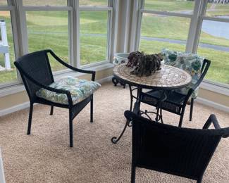 Small Table and 4 Wicker Chairs