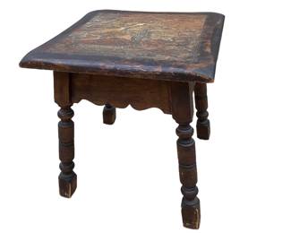 Monterrey Side Table with Hand Carved Desert Saguaro Motif