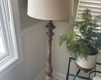 Wooden base floor lamp, $115