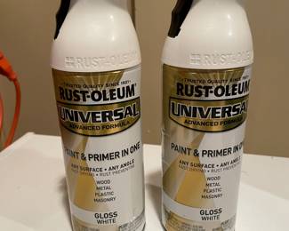 Pair of Rust-oleum gloss white paint and primer paint cans, $6