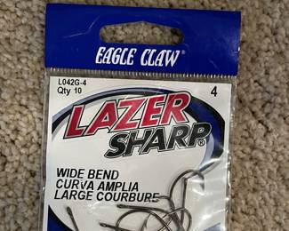 Eagle Claw L-42G-4 wide bend hooks, $2